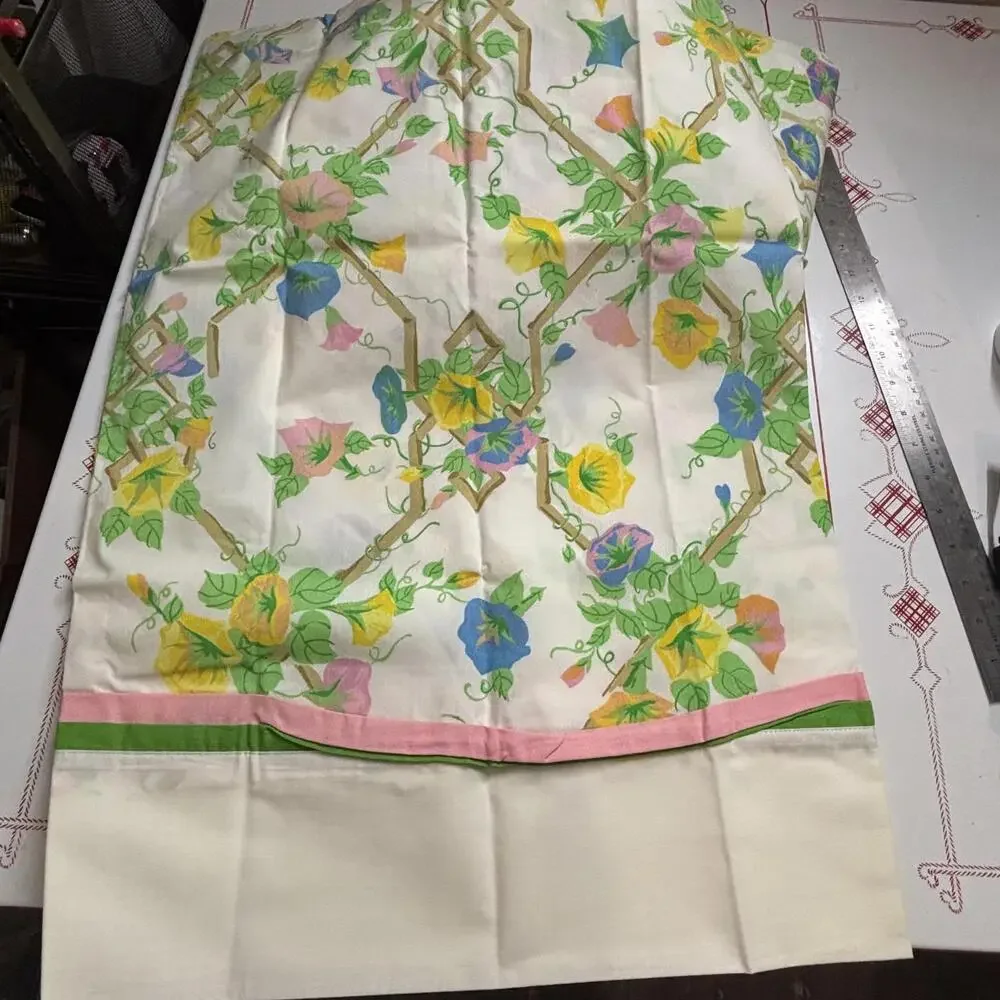 Vtg Utica Morning Glory full size sheet set